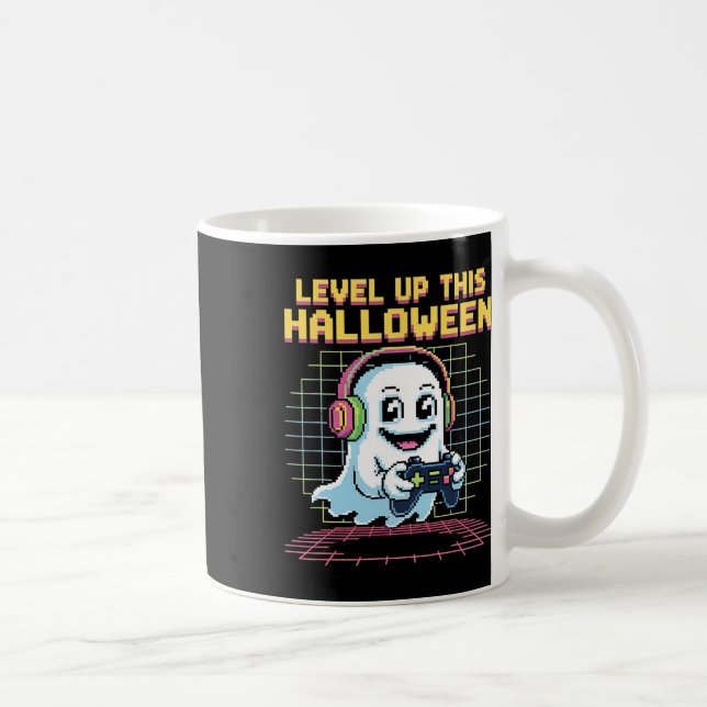 Caneca De Café Fantasma Pixel Retro Gamer Halloween Fofo Assustad (Direita)