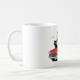 Caneca De Café Fantasma Retro de Halloween Dirigindo Carro Vermel
