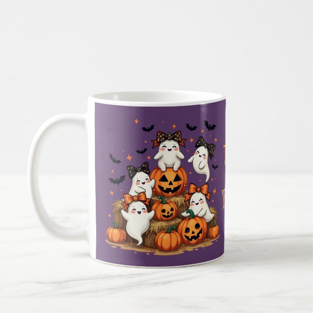 Caneca De Café Fantasmas Bonitos Do Halloween Em Arcos Coqueteiro (Esquerda)