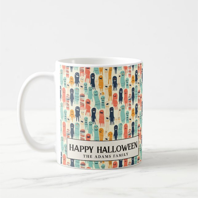 Caneca De Café Fantasmas Coloridos Bonitos no Halloween (Esquerda)