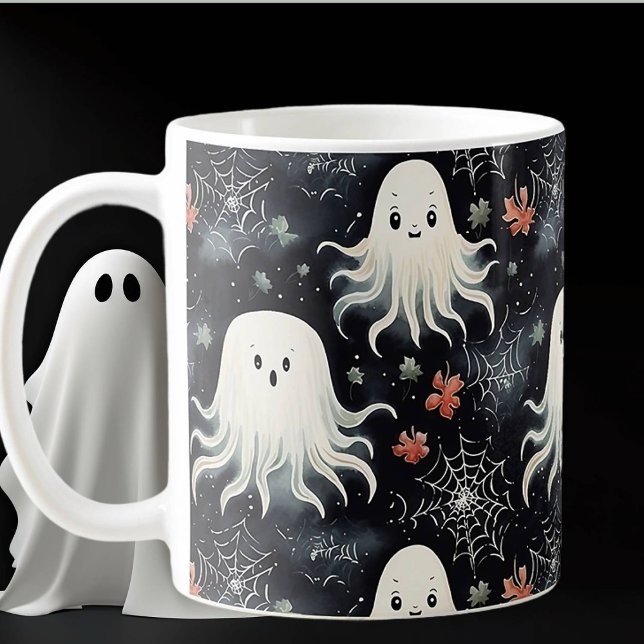 Caneca De Café Fantasmas Covaristas Flutuantes de Halloween (Criador carregado)