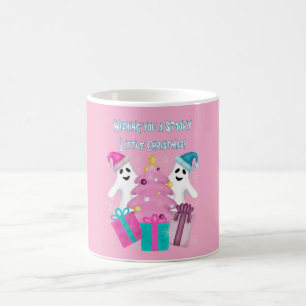 Caneca De Café Fantasmas de Chapéu de Papai Noel com Árvore de Na