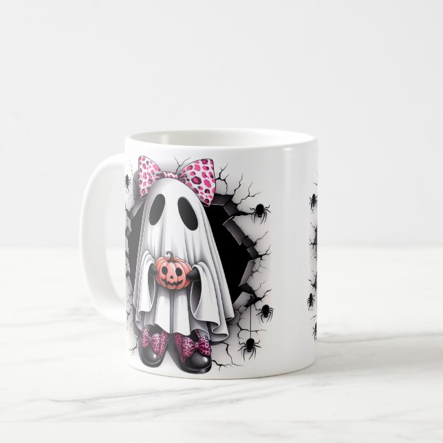 Caneca De Café Fantasmas Excêntricos de Halloween (Frente Esquerda)