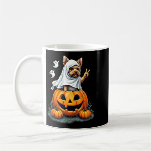Caneca De Café Fantasminha de Abóbora Yorkie Fantasia de Hallowee
