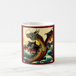 Caneca De Café Fantasy European Dragon - Woodcut 2