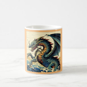 Caneca De Café Fantasy European Dragon - Woodcut 4