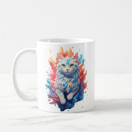 Caneca De Café Fantasy Fire e Ice Cat