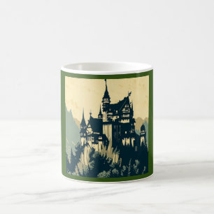 Caneca De Café Fantasy Medieval Castle - Woodcut 1