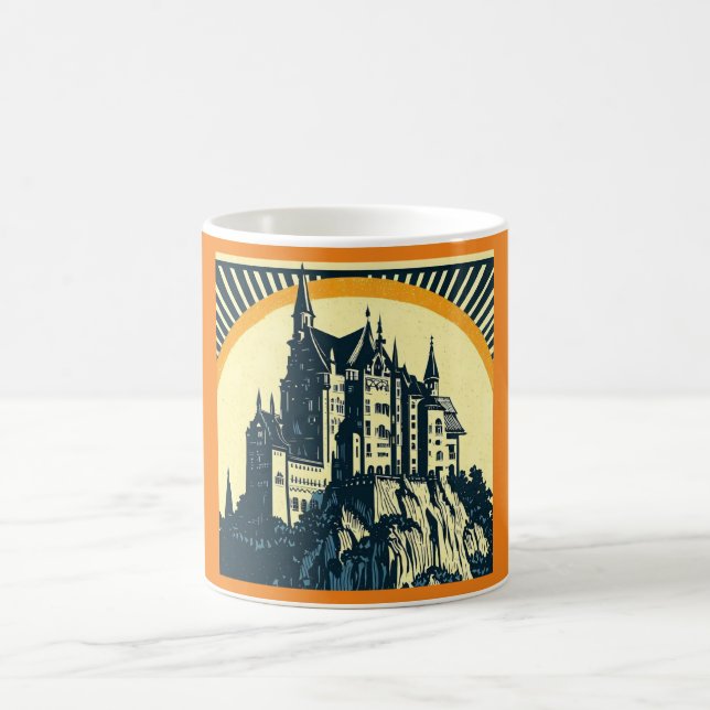 Caneca De Café Fantasy Medieval Castle - Woodcut 3 (Centro)