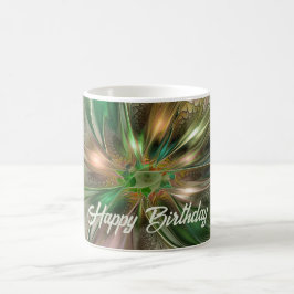 Caneca De Café Fantasy Moderna Abstrato, Flor Fractal Colorida