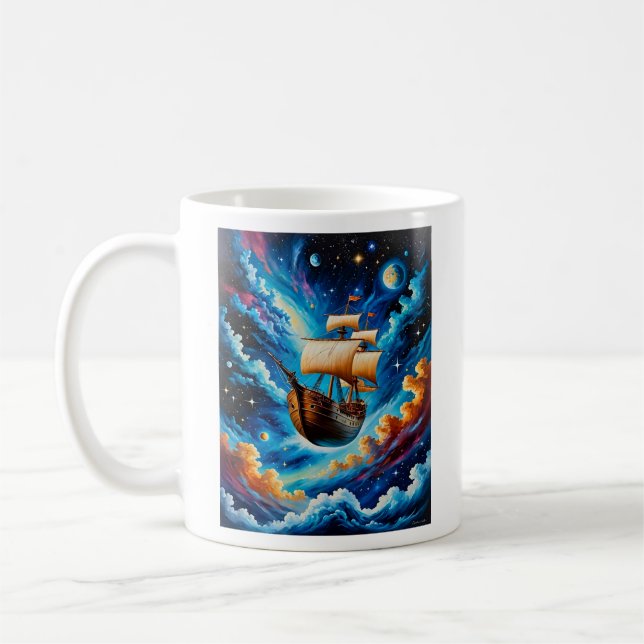 Caneca De Café Fantasy - Nave de Navegação no Espaço (Esquerda)