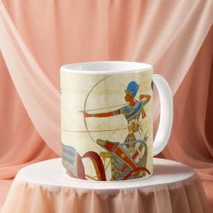 Caneca De Café Faraó do Antigo Egito Ramsés II Cavalos papiro