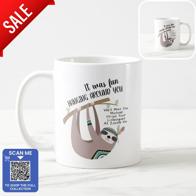 Caneca De Café Farewell Boss Colega Mug - HANGING SLOTH (Criador carregado)