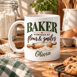 Caneca De Café Farinha de Padeiro Personalizada & Sorrisos Nome P