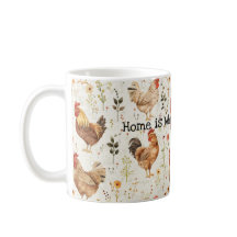 Farm Roosters Floral Home Heart
