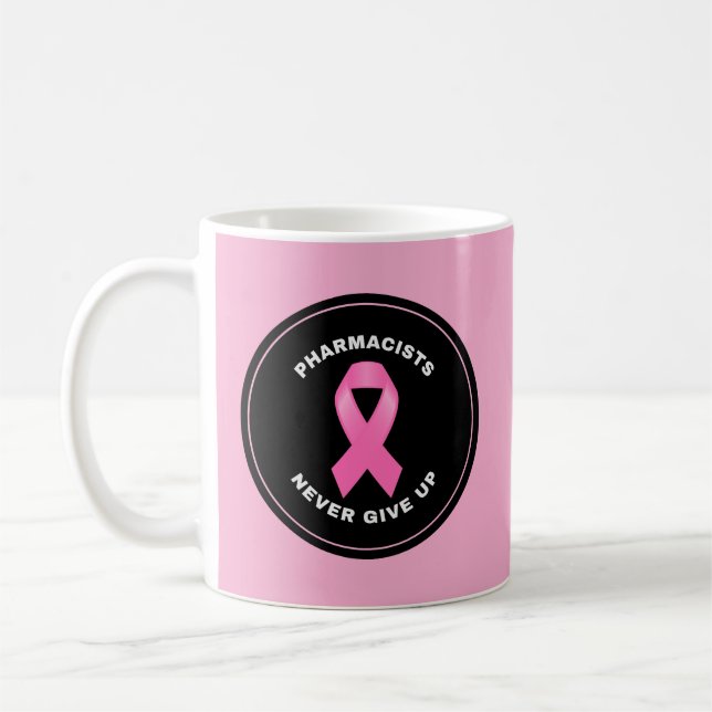 Caneca De Café Farmacêutica de Fita Rosa Personalizada Mug de Caf (Esquerda)