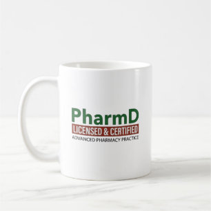 Caneca De Café Farmacêutico Licenciado e Certificado com PharmD P