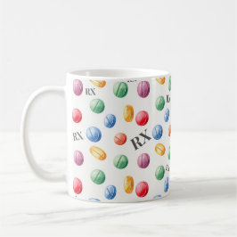 Caneca De Café Farmacêutico Símbolo RX de Pílulas Aquarela