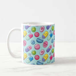 Caneca De Café Farmácia Happy Pills Kawaii Smileys