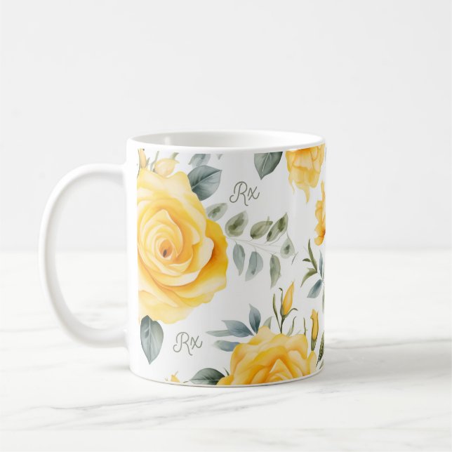 Caneca De Café Farmácia Rx Botânica Rosa Amarela  (Esquerda)