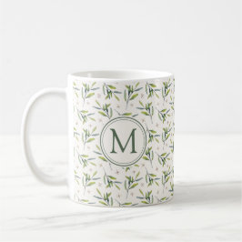Caneca De Café Farmhouse Botanical Initial M Cottage Garden