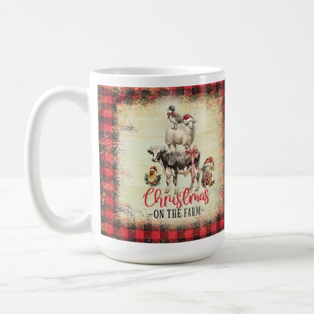 Caneca De Café Farmhouse Natal Holiday Mug, Galinhas (Esquerda)