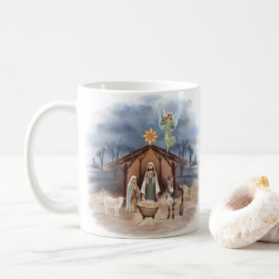 Caneca De Café Farmhouse Russo Natal Natividade Por Aquarela