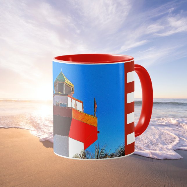 Caneca De Café Farol da Cidade do Porto de Hilton Head Striped Ve (Criador carregado)