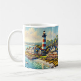 Caneca De Café Farol da Ilha de Watercolor Hilton Head
