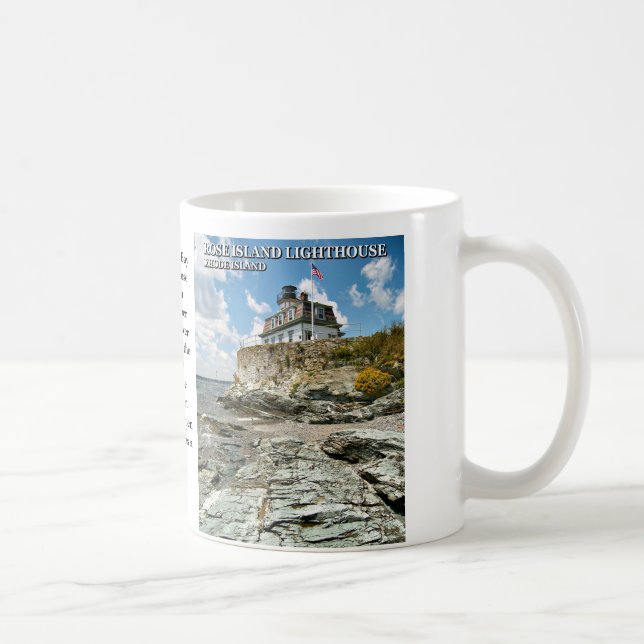Caneca De Café Farol da Ilha rosa, Rhode Island Mug (Direita)