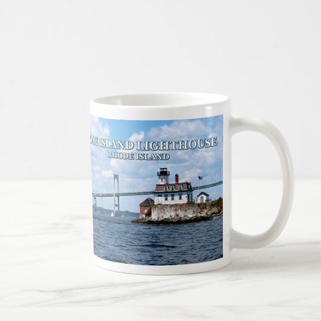 Caneca De Café Farol da Ilha rosa, Rhode Island Mug (Direita)