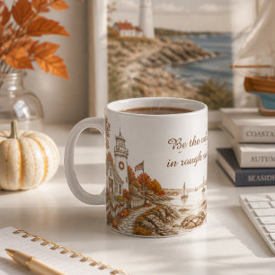 Caneca De Café Farol da Temporada de Outono Náutico Costeiro