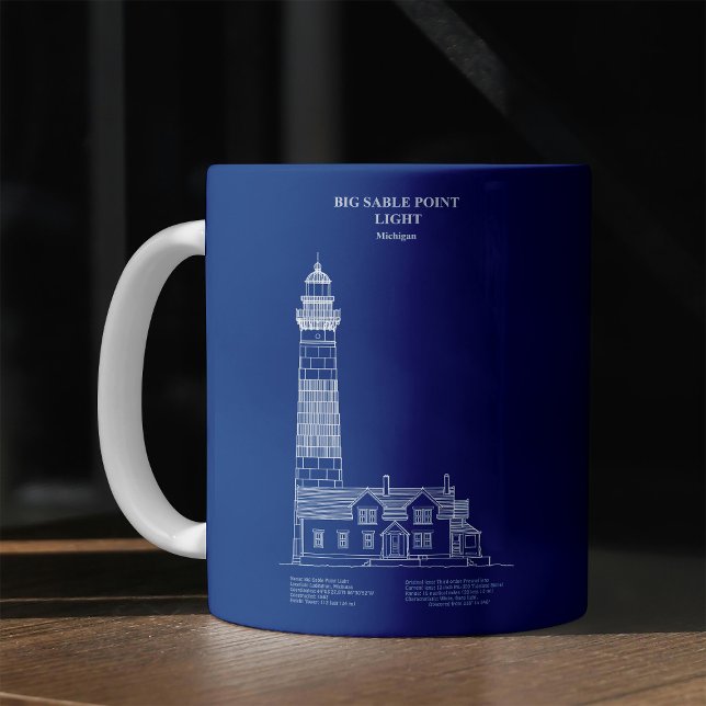 Caneca De Café Farol de Big Sable Point - Michigan – DC (Big Sable Point Lighthouse - Michigan – AD. Coffee Mug)