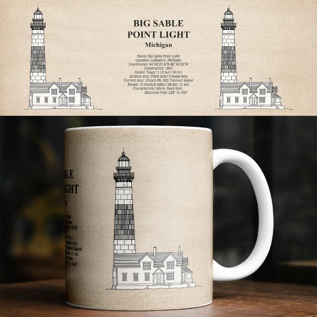 Caneca De Café Farol de Big Sable Point - Michigan - SBD (Big Sable Point Lighthouse - Michigan - SBD. Coffee Mug)