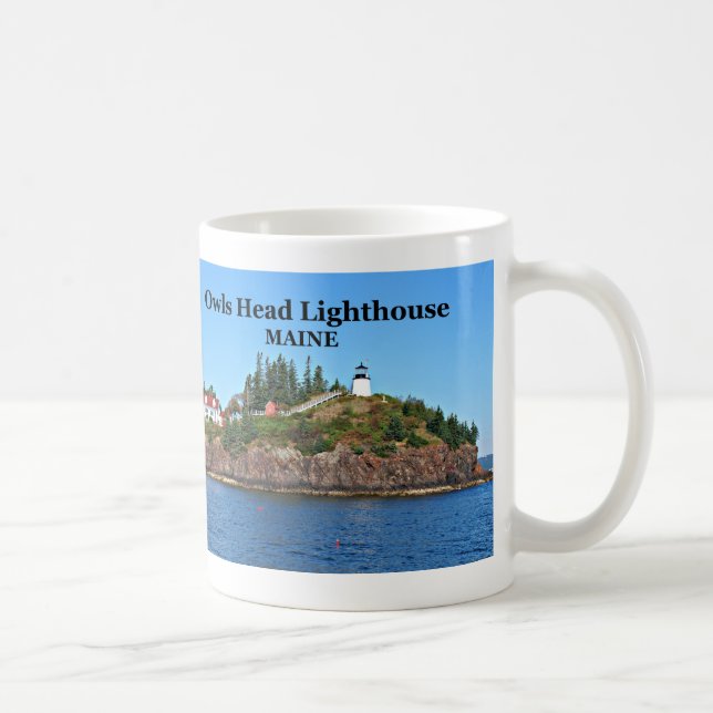 Caneca De Café Farol de Cabeça de Coruja, Maine Mug (Direita)