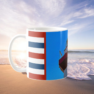Caneca De Café Farol de Cabeça de Hilton, com Faixa Vermelha e A