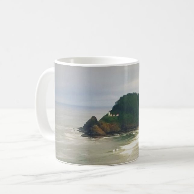 Caneca De Café Farol de Cabeça Heceta, OU (Frente Esquerda)