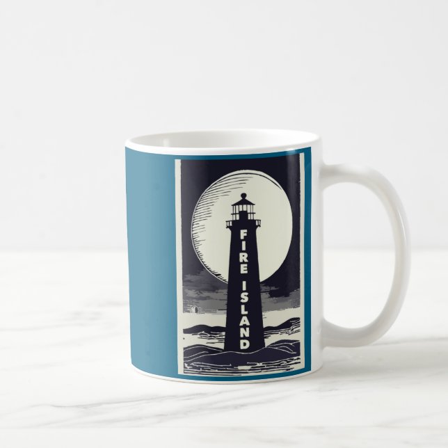 Caneca De Café Farol de Fire Island Nova York Lua  (Direita)