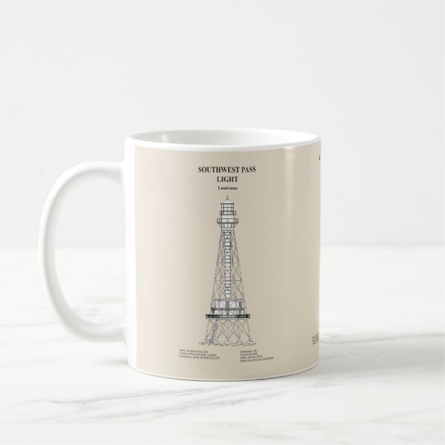 Caneca De Café Farol de passagem sudoeste - Louisiana - SBD (Esquerda)