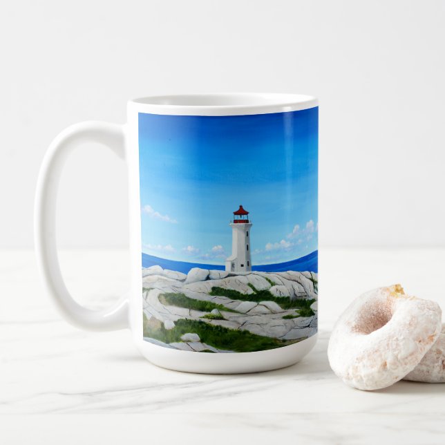 Caneca De Café Farol de Peggy's Cove (Com Donut)