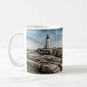 Caneca De Café Farol de Revestimento Impressionista de Peggy