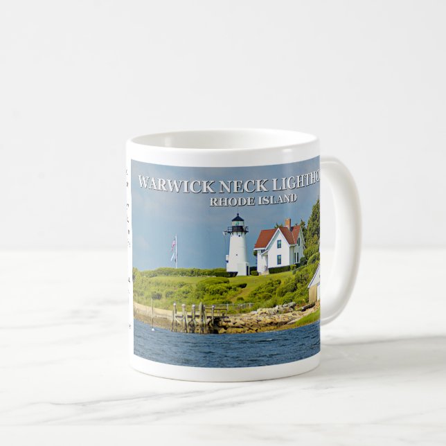 Caneca De Café Farol do Pescoço Warwick, Rhode Island Mug (Frente Esquerda)