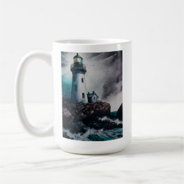 Caneca De Café Farol Durante Storm 15 oz Basic Mug