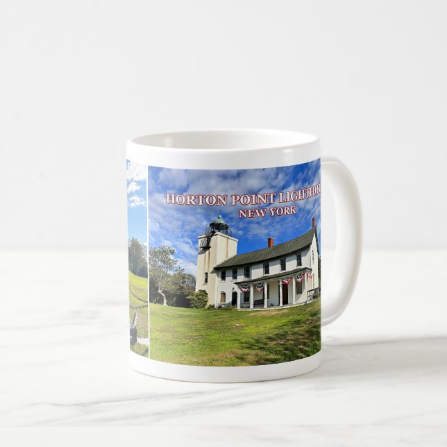 Caneca De Café Farol Horton Point, New York Mug (Frente Esquerda)