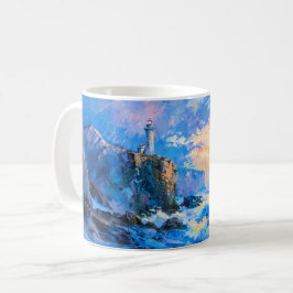 Caneca De Café Farol Impressionista à Beira-Mar – Arte Costeira