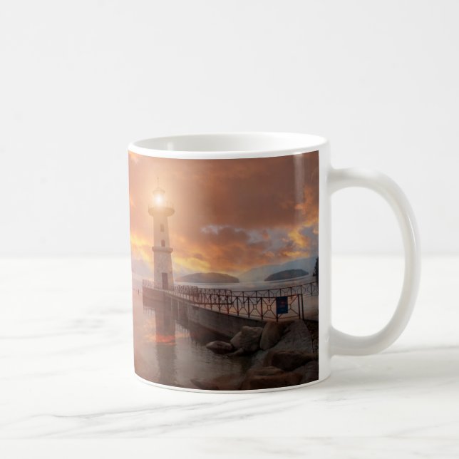 Caneca De Café Farol no pôr do sol (Direita)