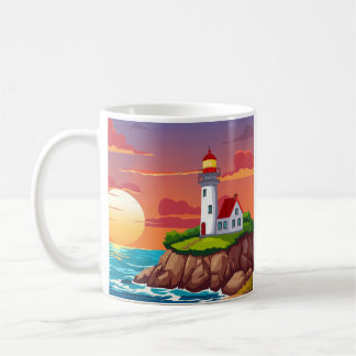 Caneca De Café Farol no pôr do sol