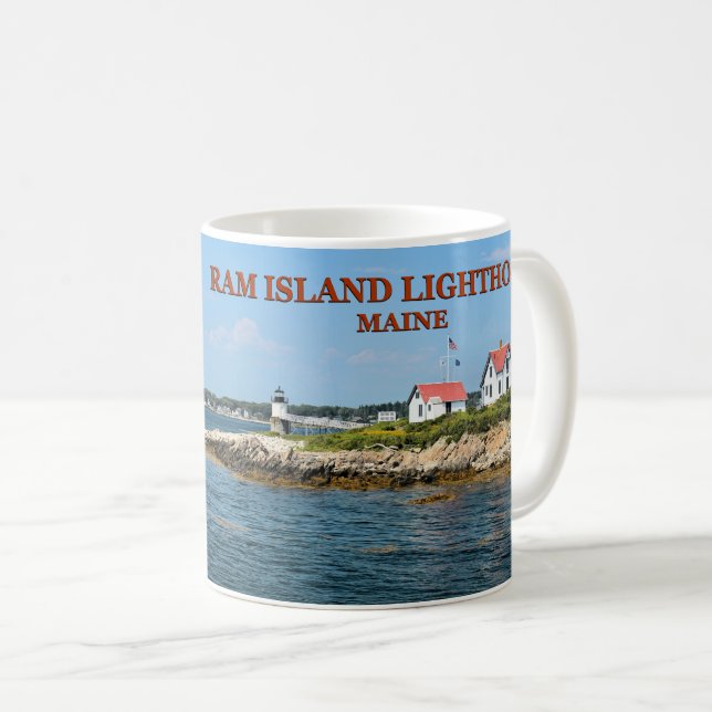 Caneca De Café Farol Ram Island, Boothbay Harbor Maine Mug (Frente Esquerda)