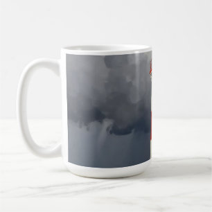 Caneca De Café Farol Vermelho Tempestuoso Costeiro