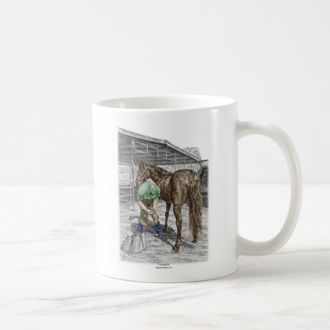 Caneca De Café Farrier Blacksmith Trimming Horse Hoof (Direita)